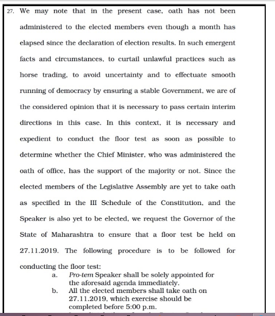 Supreme Court order on Maharashtra government formation